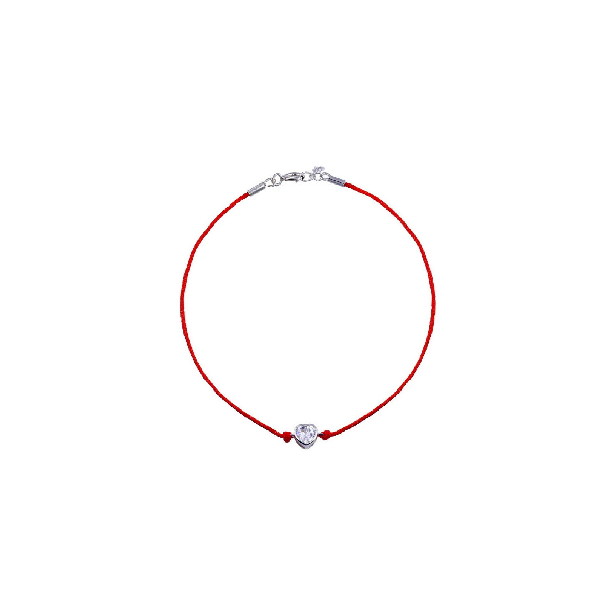 Pulsera Ajustable Hilo Rojo Con Corazon Circon De Plata Rodinada - STB00599