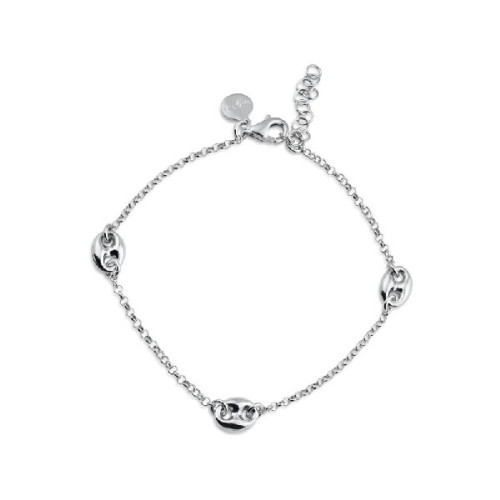 Pulsera De Plata Rodinado Puff Mariner Charm - ITB00328-RH