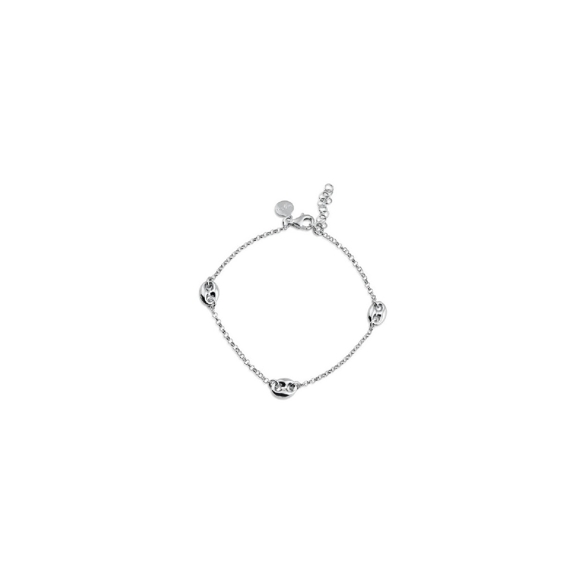 Pulsera De Plata Rodinado Puff Mariner Charm - ITB00328-RH