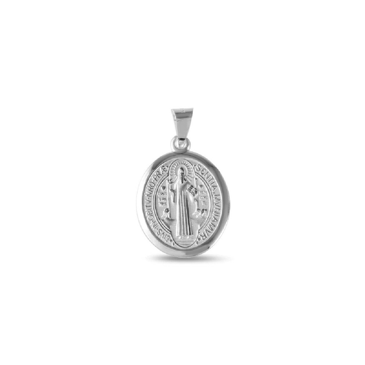 Medalla San Benito De Plata Charm San Benito Plata Ovalada 26x21mm - JCA031-V22