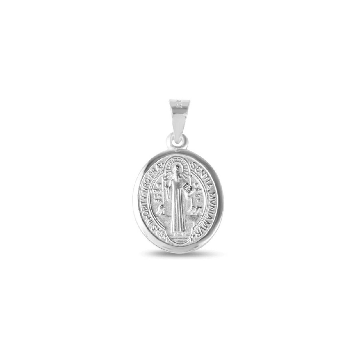 Medalla De Plata Charm San Benito Plata Ovalada 15x18mm - JCA030-V16