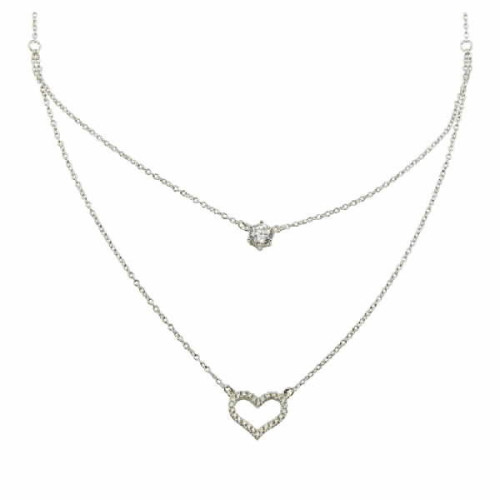 Gargantilla Corazon Pto Luz Plata Circon - BGP01224