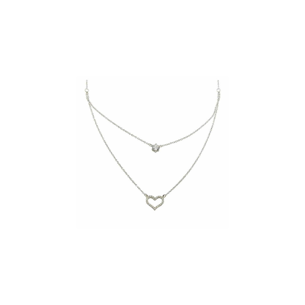 Gargantilla Corazon Pto Luz Plata Circon - BGP01224
