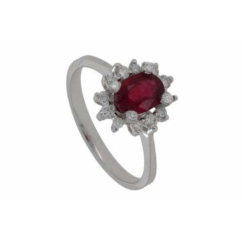 Anillo Roseta Oro Blanco Diamante Ruby - RG097267-118 0,25