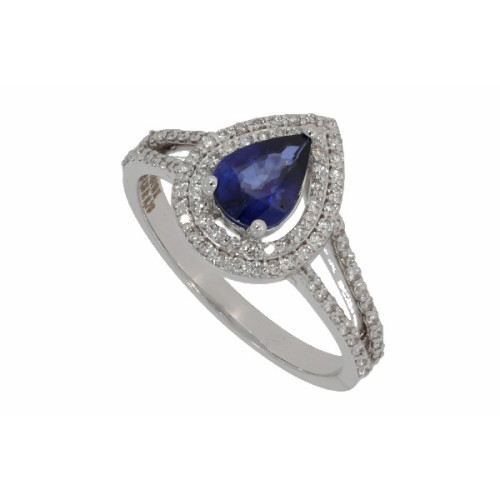 Anillo Gota Oro Blanco Diamante Z Azul - RG097302-118 0,35