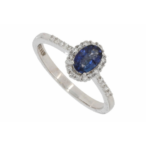 Anillo Roseta Oro Blanco Diamante Z Azul - RG097515-01-118