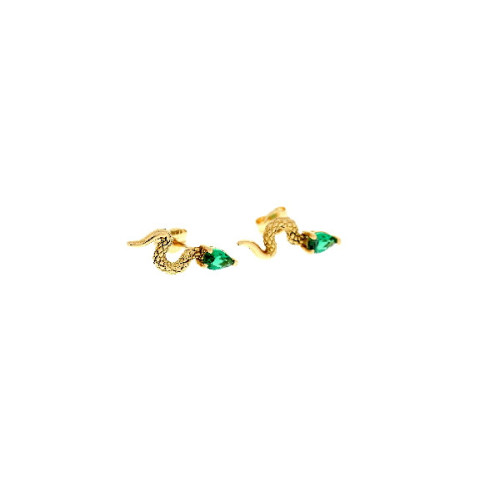Par Aros Cerpiente Circon Verde de Oro - 18S135.GE