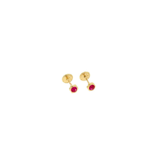 Par Aros de Seis Petalos Oro Circon Rojo - 18S176.3.RD