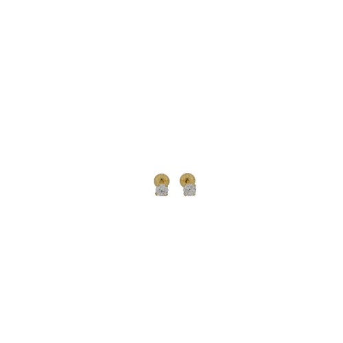 Par Aros Solitario Oro Circon Blanco - S25B