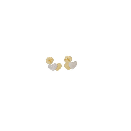 Par Aros Doble Corazon Bicolor de Oro - MV-CCB1-FDR